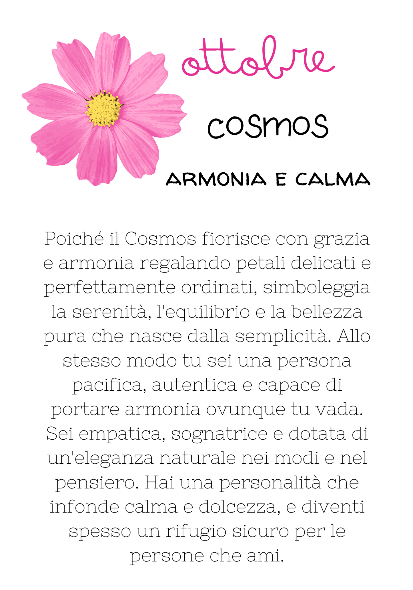 Ottobre - Cosmos - Armonia e Calma