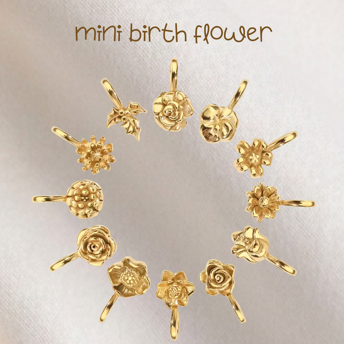 Ciondoli Mini Birth Flower Placcati oro