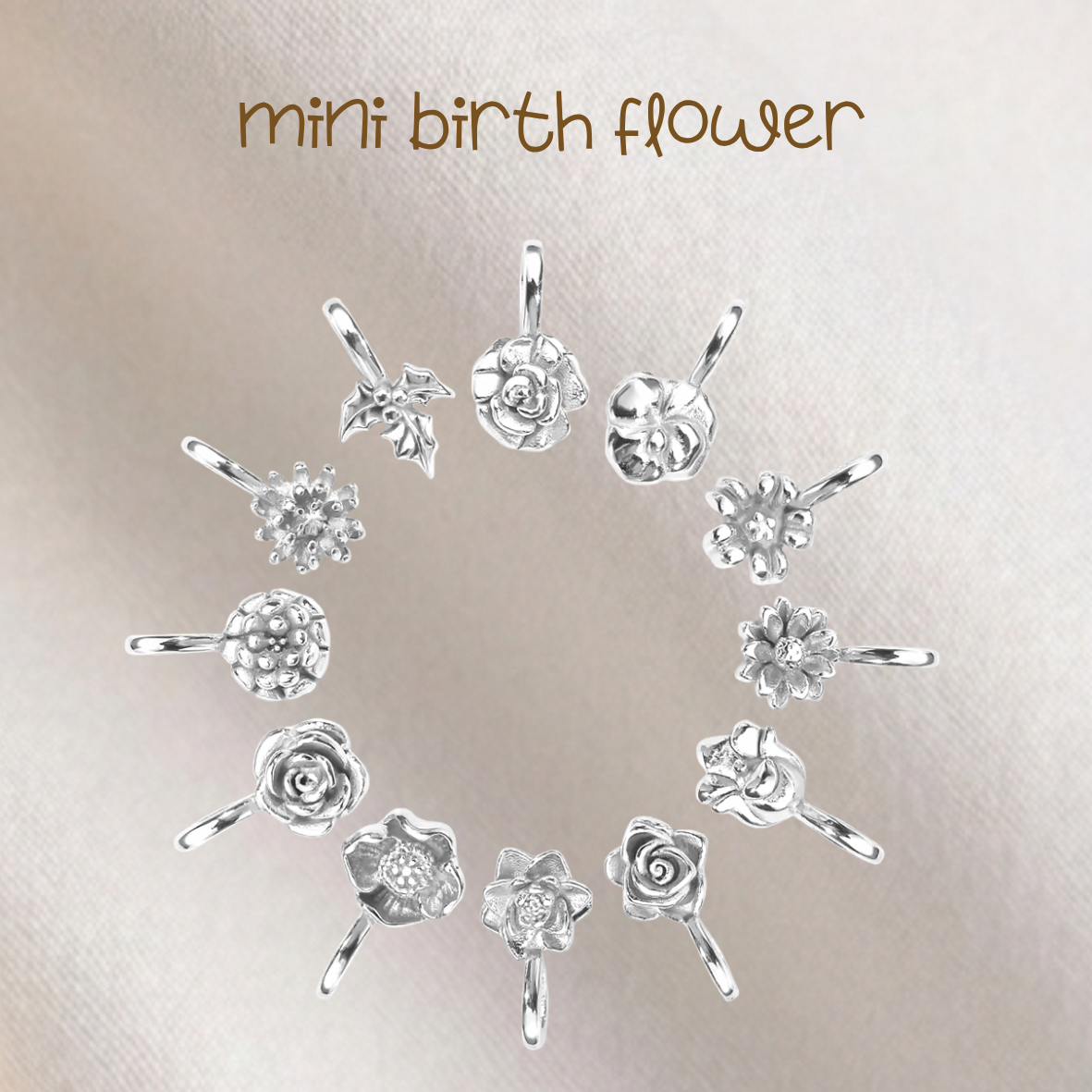Ciondoli Mini Birth Flower Placcati argento 925