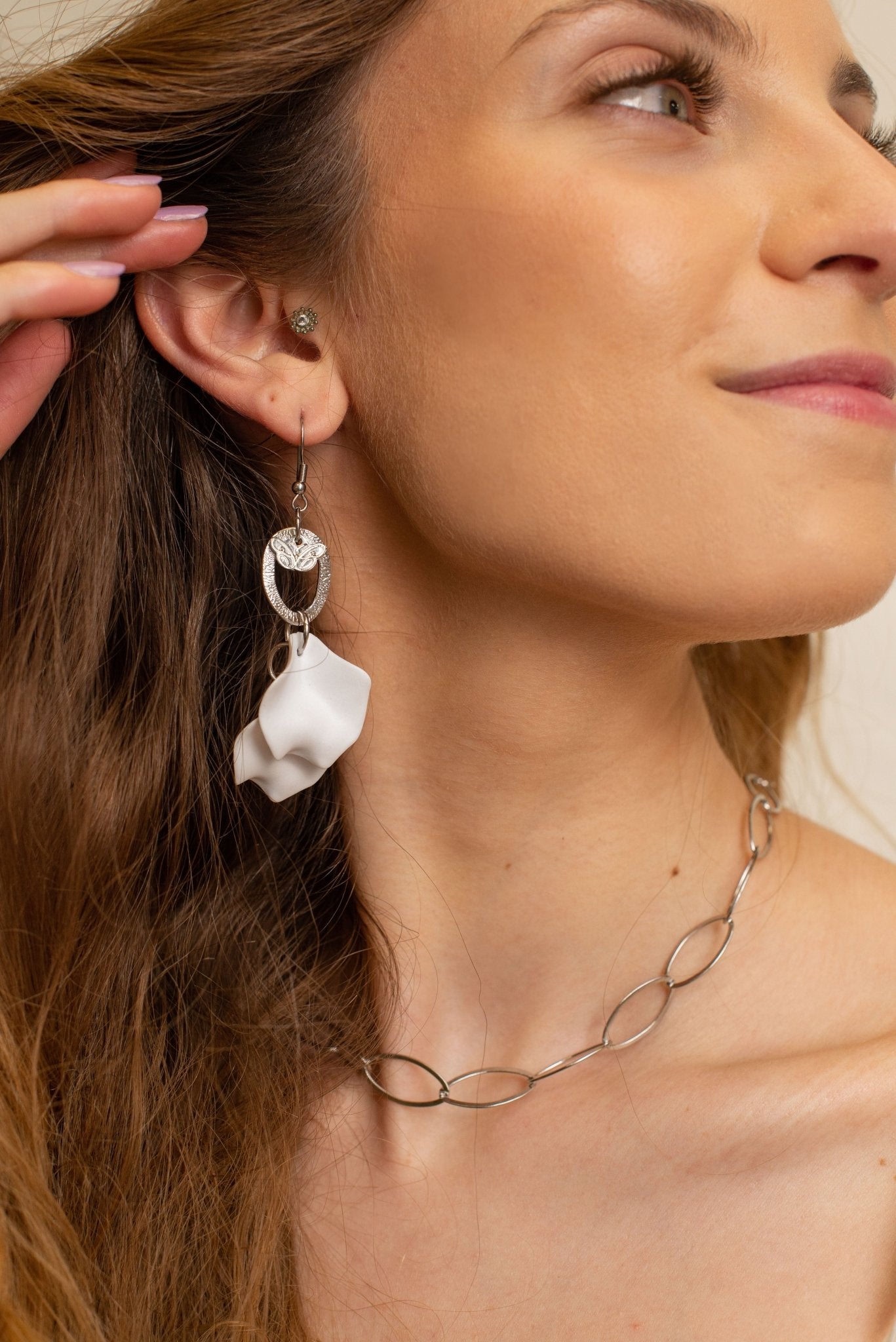 TTPSRY Orecchini Pendenti Petali Tessuto Leggeri Eleganti Gioielli Donna Accessori Artigianali TTPSRY Orecchini Pendenti Petali Tessuto Leggeri Eleganti Gioielli Donna Accessori Artigianali