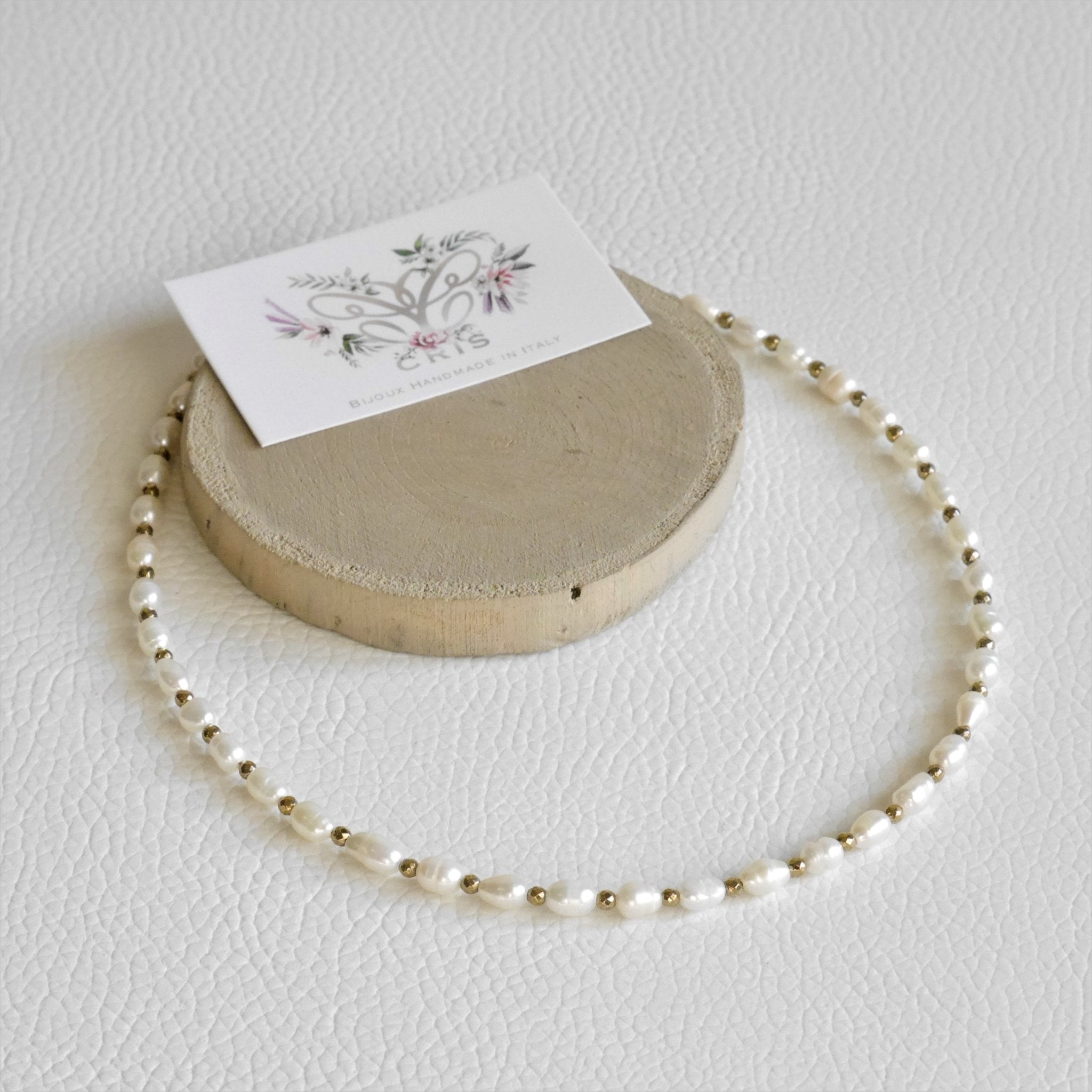 Choker Perle di Fiume e Ematite