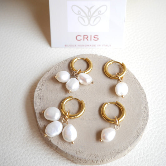Orecchini pendenti con perle di fiume - Cris by Cristiana